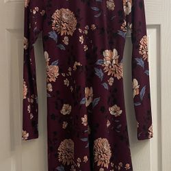 Burgundy Floral Dress Size Small Juniors