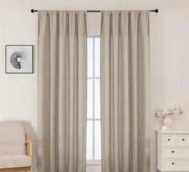 New OWENIE Linen Curtains 40X63 Inch Length 2 Panels Set, Farmhouse Light Filtering
