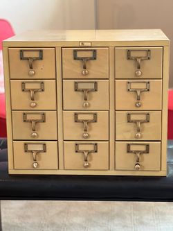 12-Drawer Antique Library Catalog