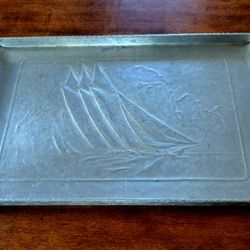 Vintage Arthur Armour Art Deco Mid Century Hammered Aluminum Tray