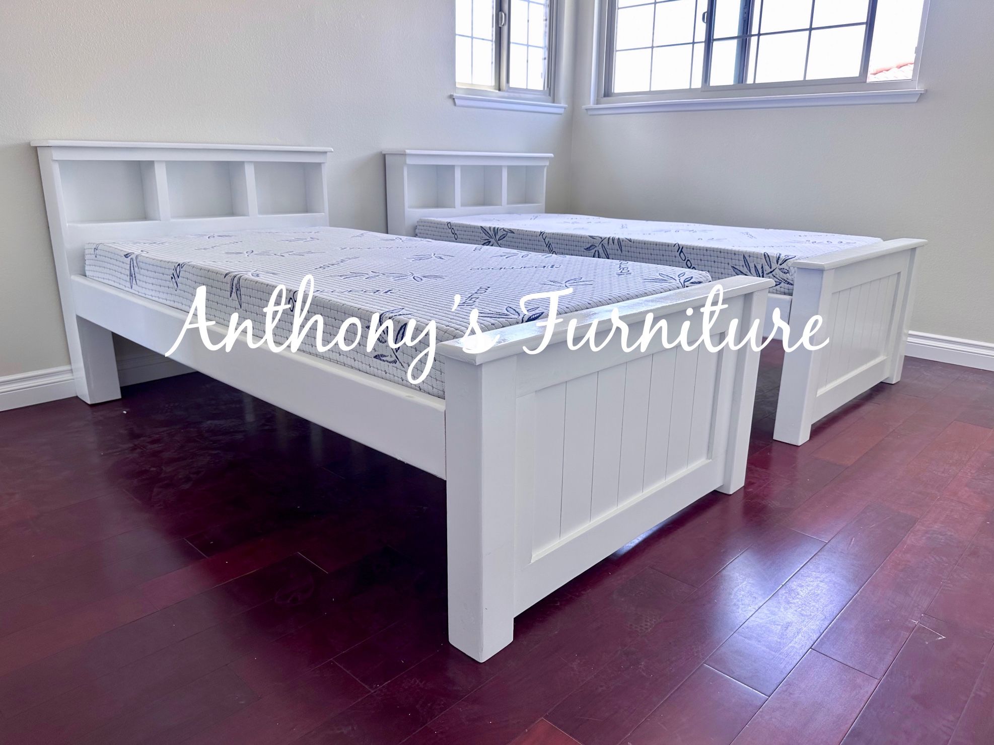 White Twin Bed With Memory Foam Mattress