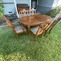 Wooden Dining Table Set with 6 Chairs