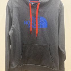 The North Face Hoodie Men’s Medium Gray Blue Pullover Fleece Clean