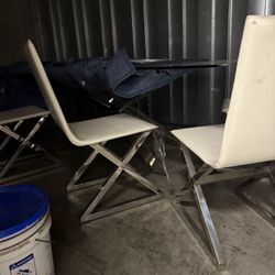 ZGallerie Aurora Glass Dining Table & 4 White Leather AXIS Chairs $150