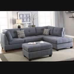 Brand New Sectional Sofa With Ottoman And 2 Accent Pillows