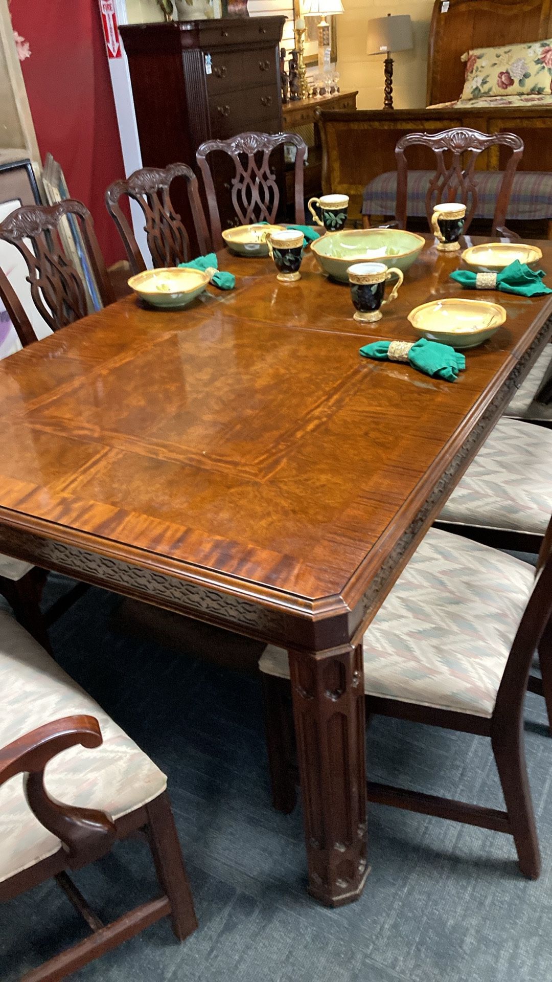 Dining Room Table W/10 Chairs And Extensions
