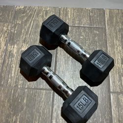 Rubber Coated Dumbbell Set - 15 lbs 