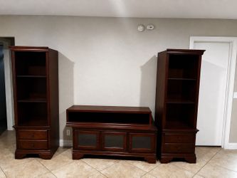 Matching 3-piece traditional wood TV console