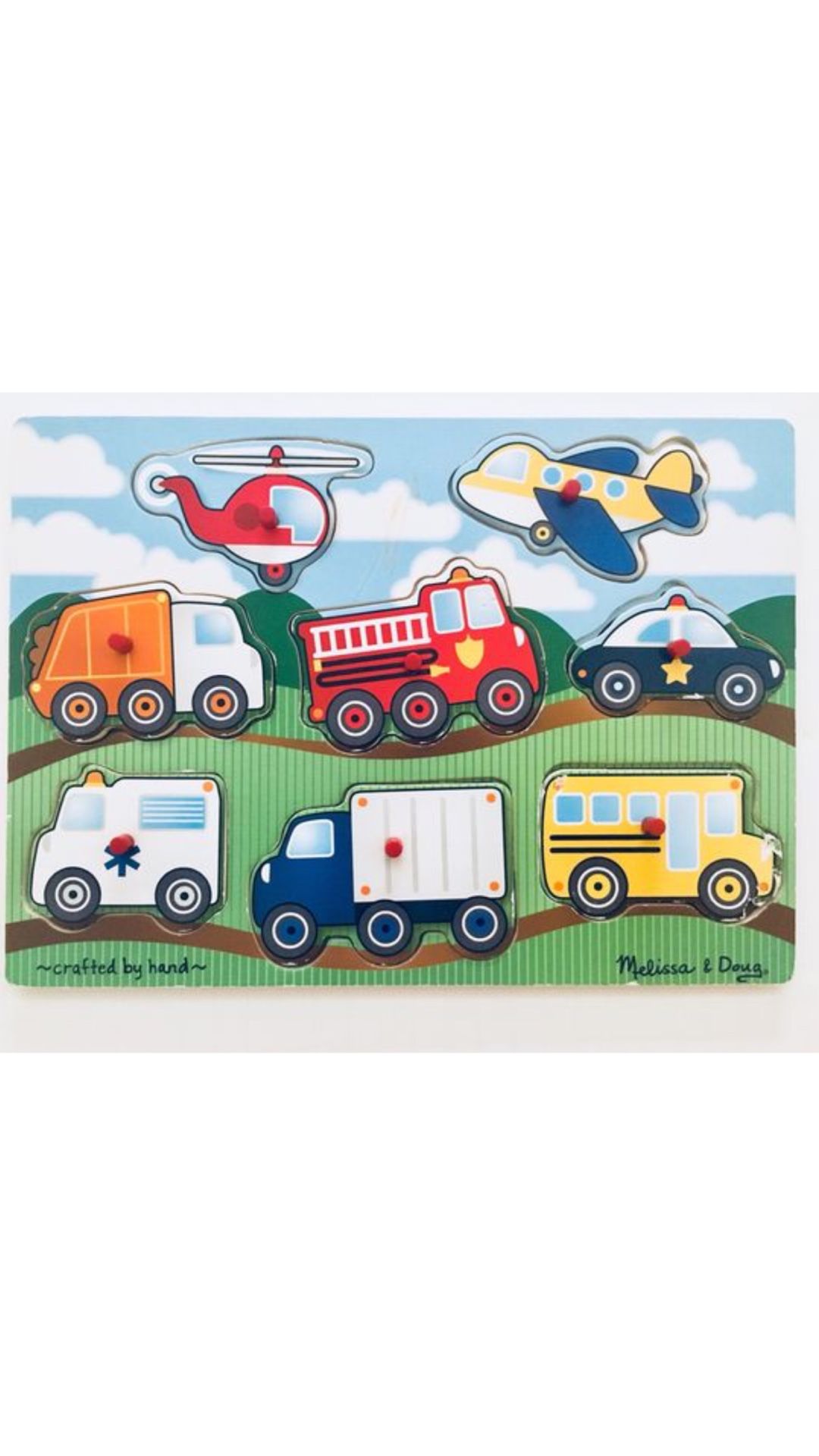 Melissa & Doug Vehicles Wooden Peg Puzzle (8 pcs)