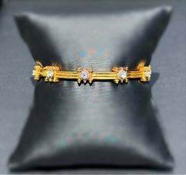 Antique Jewelry 14k solid yellow gold VS Natural Diamond 1.00CTW bangle fancy frame shape bracelet 6.50” 7.15mm