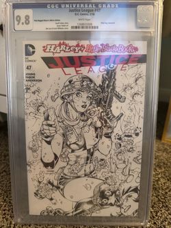 CGC 9.8. Justice League #37. Poly-Bagged Black & White Edition Jim Lee Cover Art