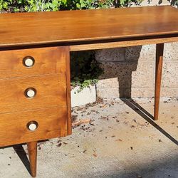 vintage 1960's walnut 2 drawer walnut DESK with long legs And Others 