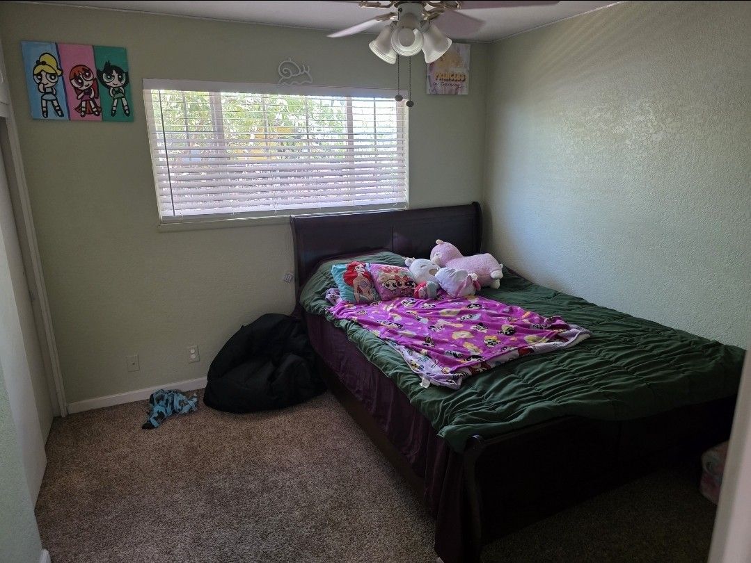 Queen Bed With Metal Frame For Sale