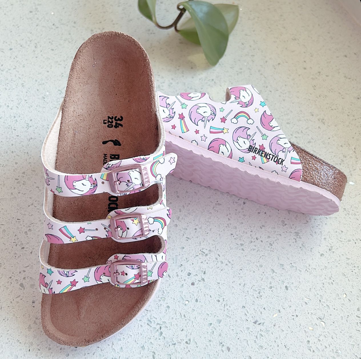 Brand New Kids Birkenstock Size 34 (3Y) Florida Unicorn Pink Sandals