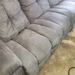 Suede Like Recliner Couch 3 Seater