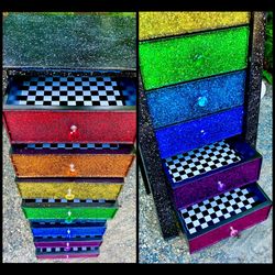 Tall 8 Drawer Rainbow Glitter Dresser for Sale in Covington, WA - OfferUp