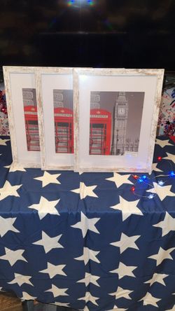 Set of 9 White Rustic Picture Frames. Clovis. Ashlan & Fowler. FCFS.