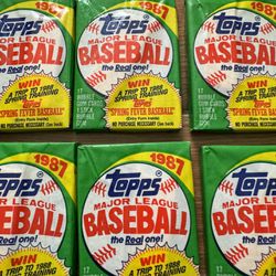 6 1987 TOPPS Baseball Card Wax Packs 