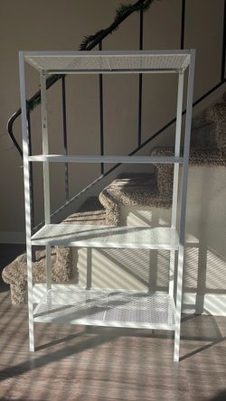 Ikea White Shelf 4 Tier Rack Book Shelf Metal Baggebo Lightweight