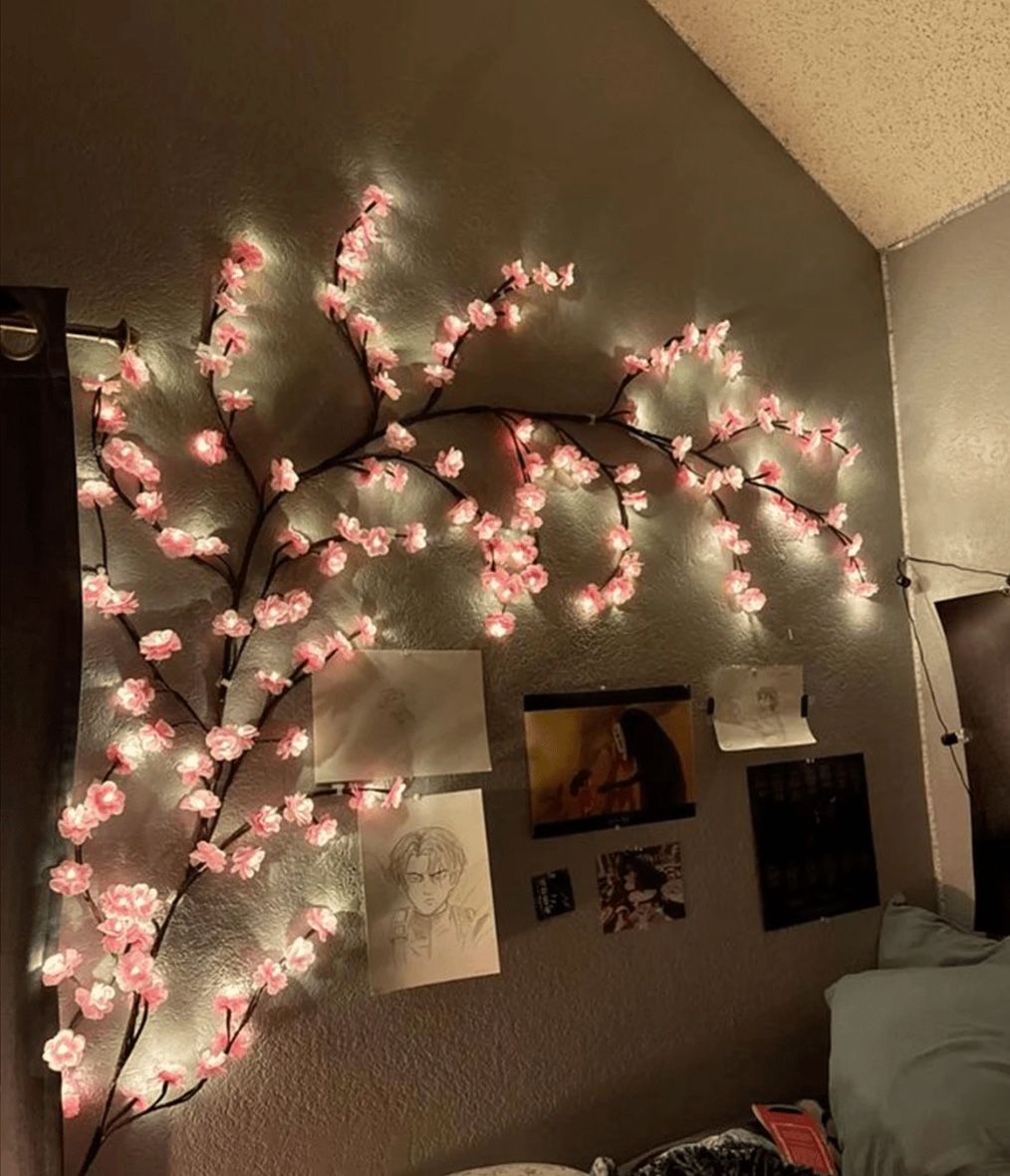  Pink Cherry Tree Vine Lamp, USB Model With 8 Flashing Modes, Soft And Bendable Fairy Light, Suitable For Home Decoration/Fairy Garden