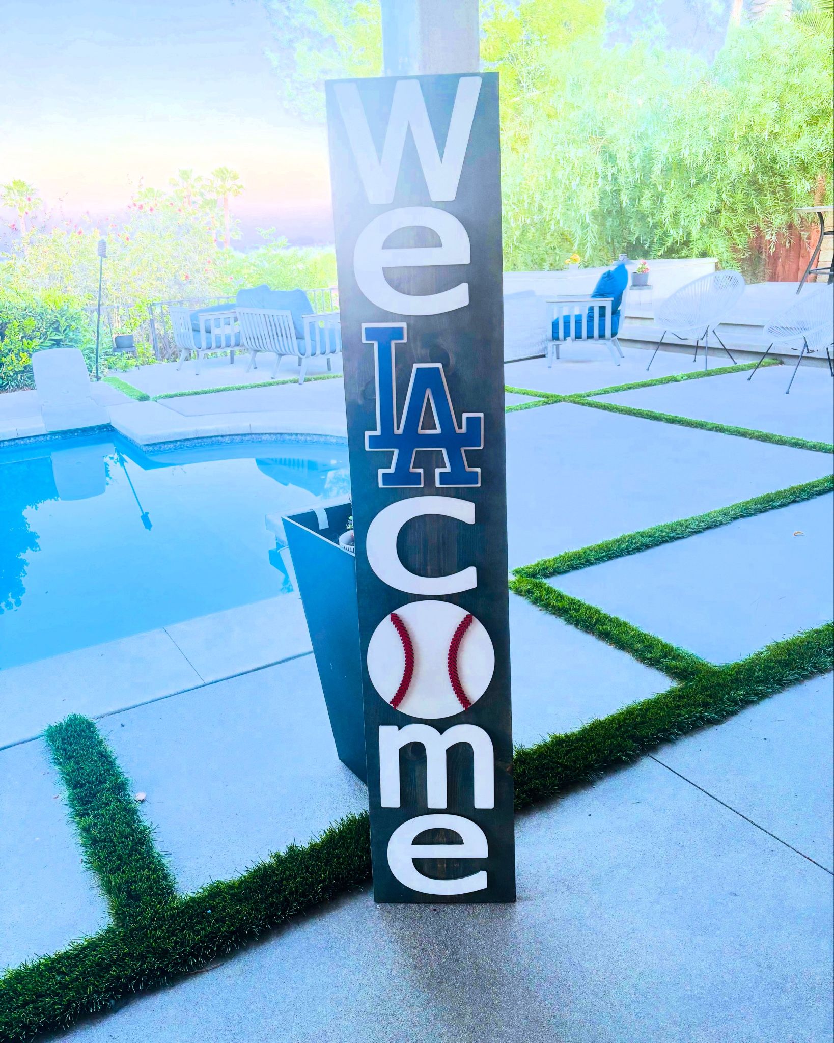 Custom 5ft wood LA DODGERS porch leaner