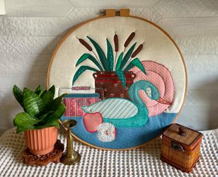 Vintage Cottagecore Quilted Duck Wall Hanging