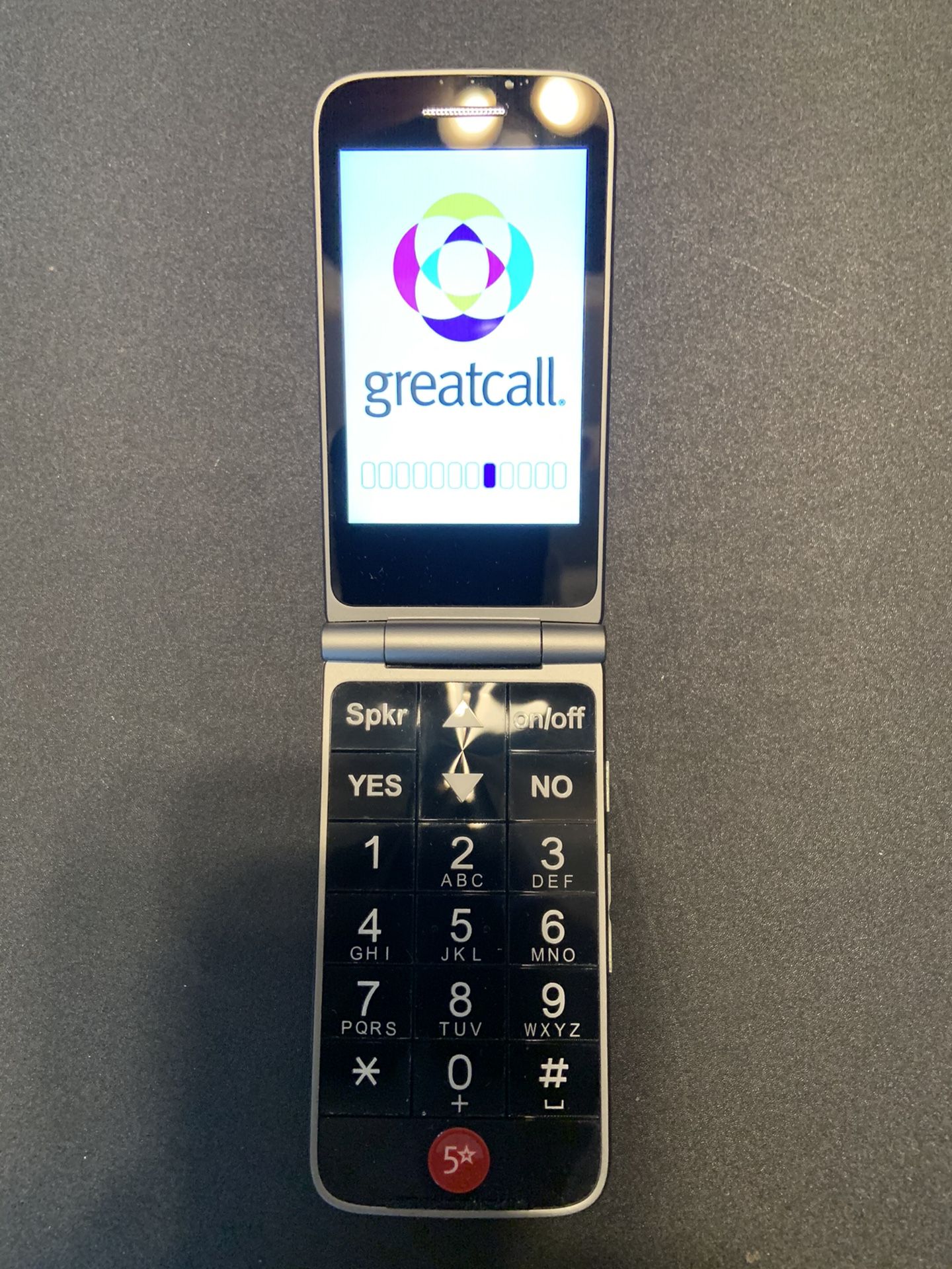 Jitterbug flip phone by Great Call.
