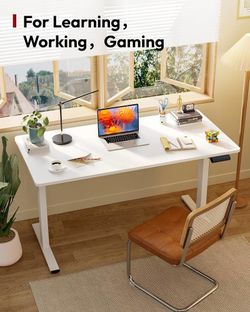 Electric Standing Desk 40 x 24 Inches Whole-Piece Desktop Height Adjustable Stand Up Desk w/6-Button Controller Ergonomic Computer Desk for Home Offic
