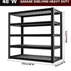 π 5-Tier 48" W x 24" D x 72" H Garage Shelving (w minor scratches)Heavy Duty Metal Garage Storage Shelves 3010LBS Industrial Shelving Adjustable Shel