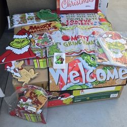 How the grinch stole Christmas decorations set dr. Seuss mats signs countdown