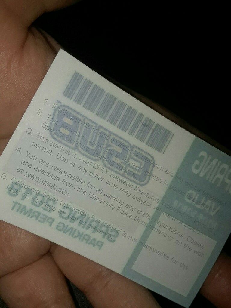 CSUB parking permit for spring 2018