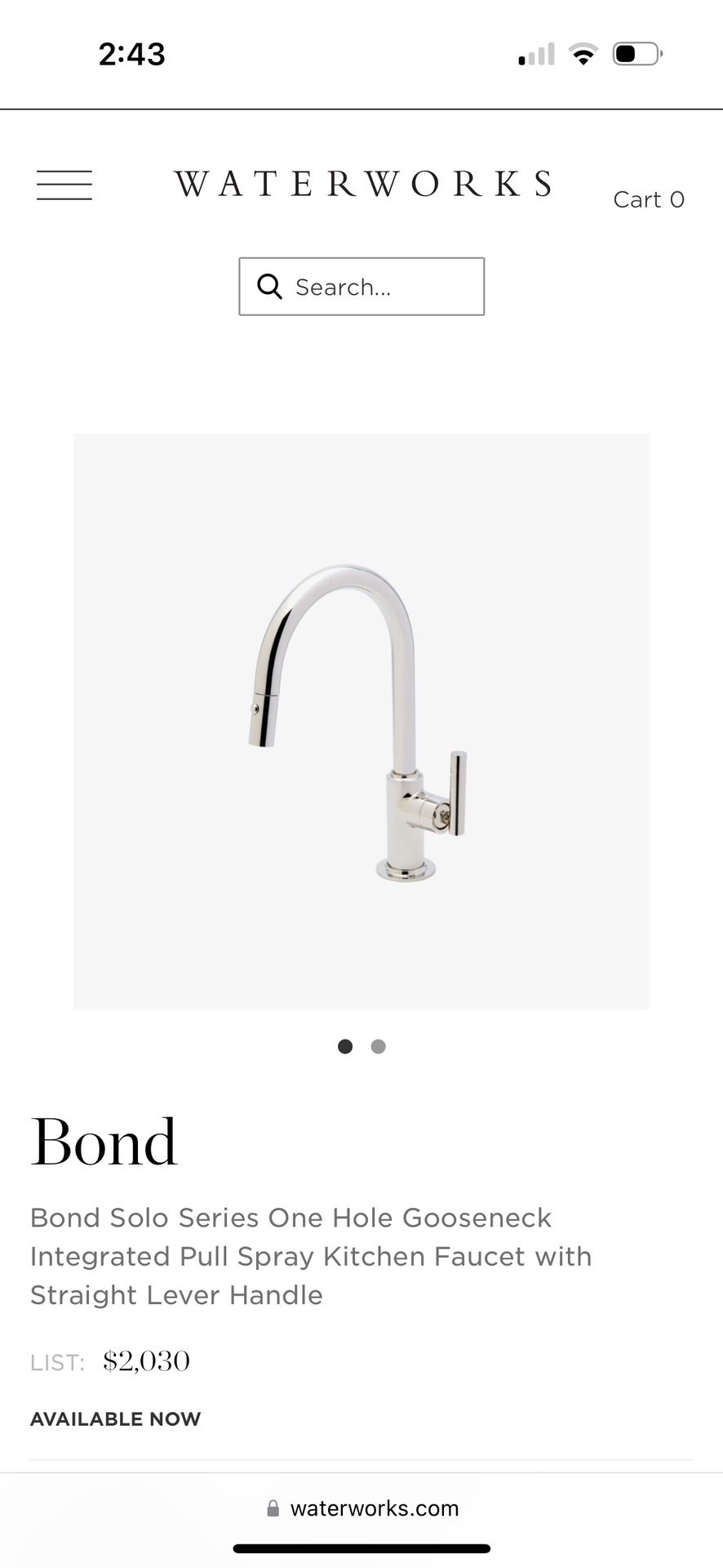 Waterworks Kitchen Faucet - Brand new/never used (Retails $2,000)