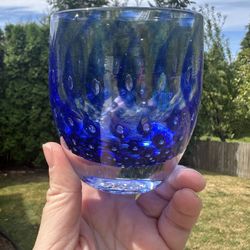 Glassybaby OOAK Blue Bubble Candle Holder