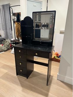 Black Vanity with LED mirror