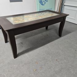 Coffee Table With Glass Inset And Wine Corks