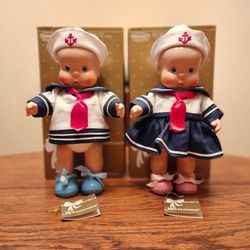 Vintage 1987 Horsman HEbe/SHEbe Sailor Dolls, New In Box