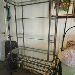 $100 Iron glass wine rack shelve 72" tall  38" wide good condition