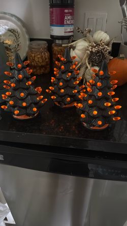 3 Lighted Ceramic Trees 