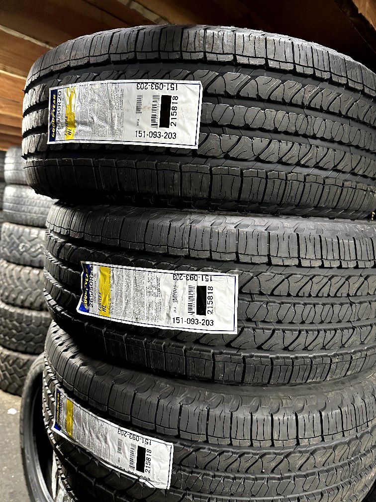265/50/20 Goodyear Fortera HL! Price includes installation, balance, and 50k mile warranty!