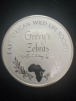 1972 East African Wild Life Society 2 oz Sterling Silver Zebras Medal .925