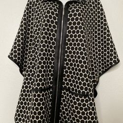 Joseph Ribkoff Couture Polka Dot Black/ Beige Zip Relaxed Jacket  Size 8