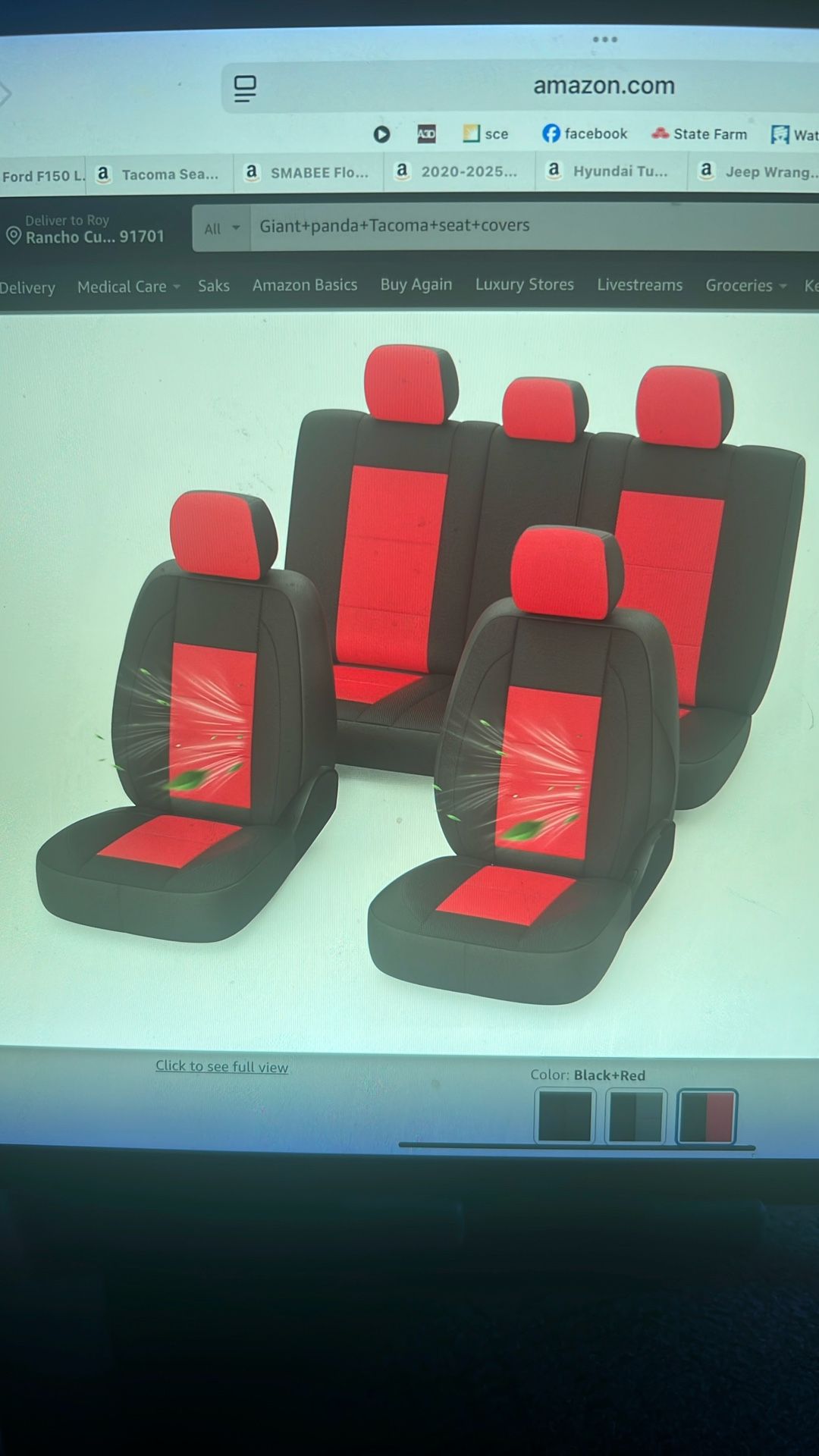 NEW Toyota Car Seat Covers. Air Mesh for Tacoma 2016 thru 2023 Tacoma w/Breathable & Cooling Fabric, Crew & Double Cab, Custom Fit SR, SR5, TRD Sport