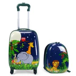 2Pcs 12'' 16'' Kids Luggage Set Suitcase Backpack School Travel Trolley ABS