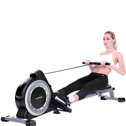 MaxCare Magnetic Rowing Machine Folding Exercise Rower 16-Level Tension Resistance Precise Display Panel With Storage Box Quiet For Home Use 