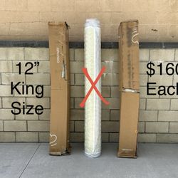 12" King Size Hybrid Mattress w/Individual Pocket Springs *$160 Ea, DAMAGE BOX*