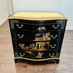 Vintage Maddox Tables Chinoiserie Dresser w/ Leather Top