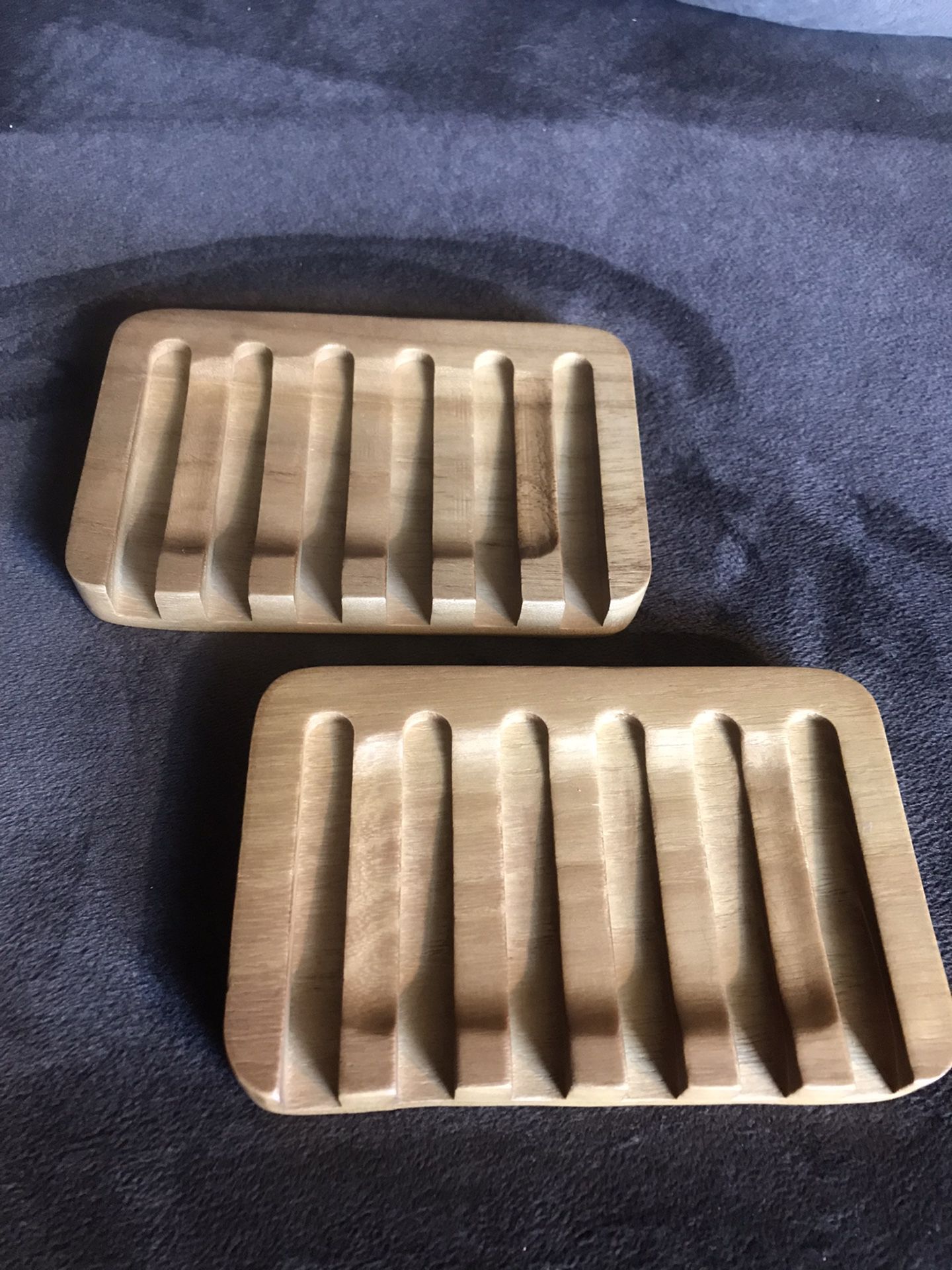 Wooden Soap Dishes 4.75” x 2.75” Honey Brown 2 Lot