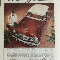 Vintage original Magazine print ad of a 1954 Chrysler Imperial 10”  tall by 6-1/2” wide.