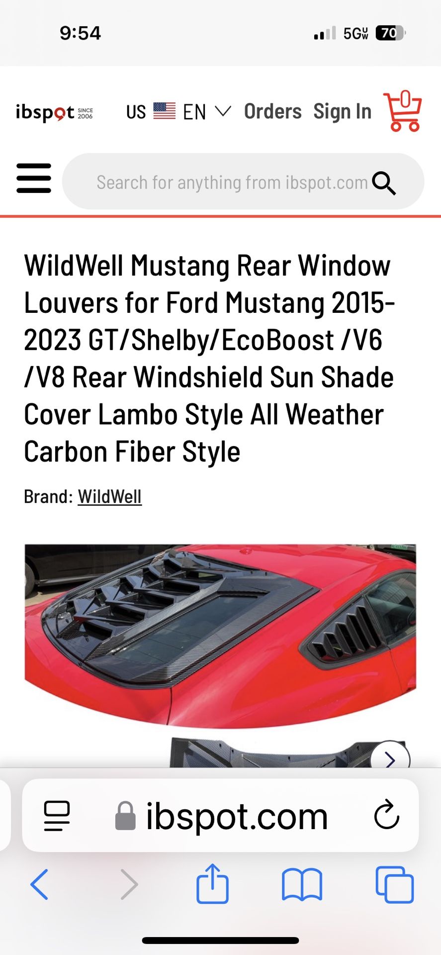 V2 Carbon Fiber Rear Glass Louvers Mustang Gt