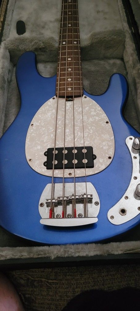 Blue Ernie Ball licensed 4 string OLP bass